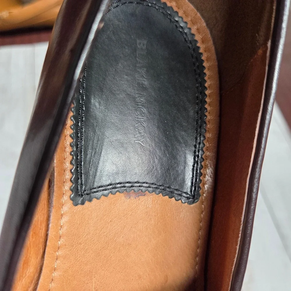 Blake McKay Tassel Loafers Men 9.5 Burgundy Leather Handcrafted T8 Slip On Shoes